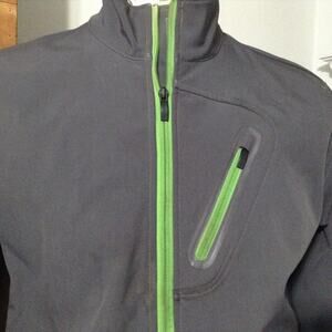 Ariat Softshell Jacket Mens Large Charcoal Gray Lime Green Full Zip Fleece Lined